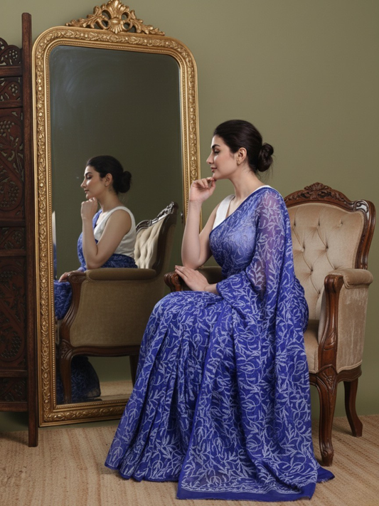 Exclusive Tepchi Hand-Made Chikankari Saree