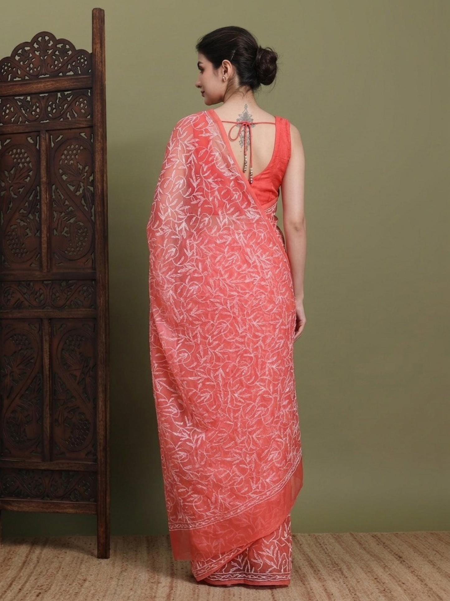 Exclusive Tepchi Hand-Made Chikankari Saree