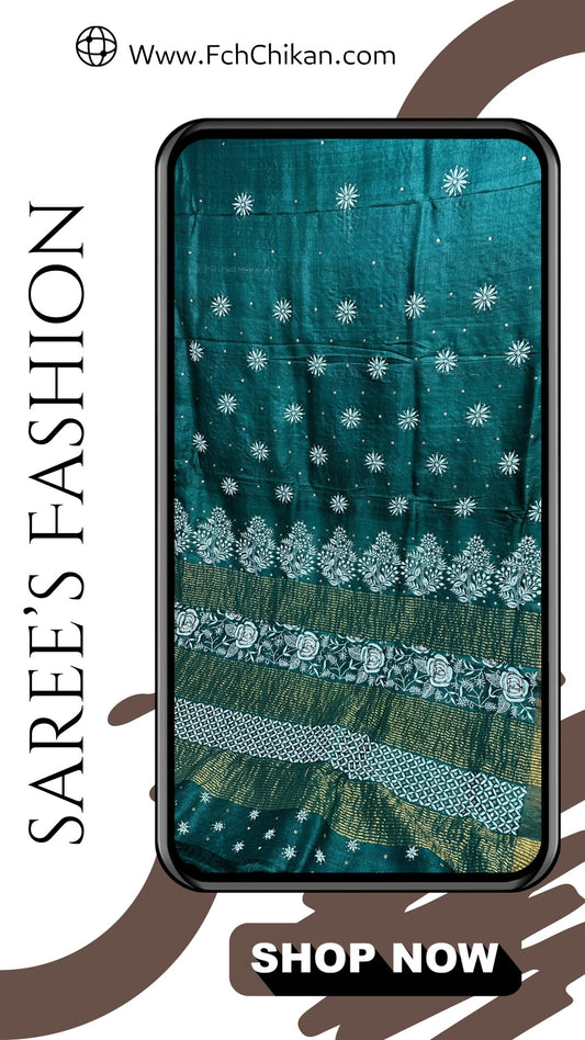 Pure Tussar Silk Collection | Designer Tussar Silk Sarees | Chikan & Mukesh Elegance