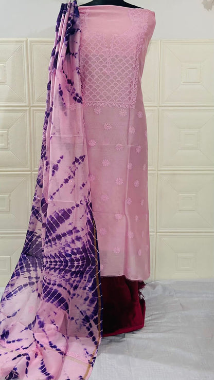 unstiched chikankari 2pS TYE & DYE Suits