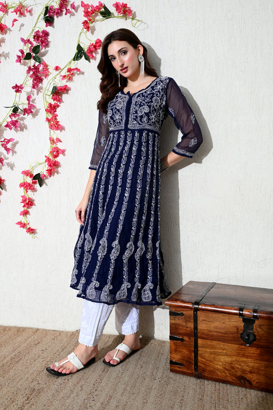 Chikankari Handwork Georgette Anarkali