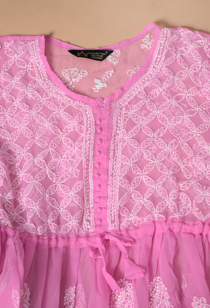 Short chikankari gown for womens