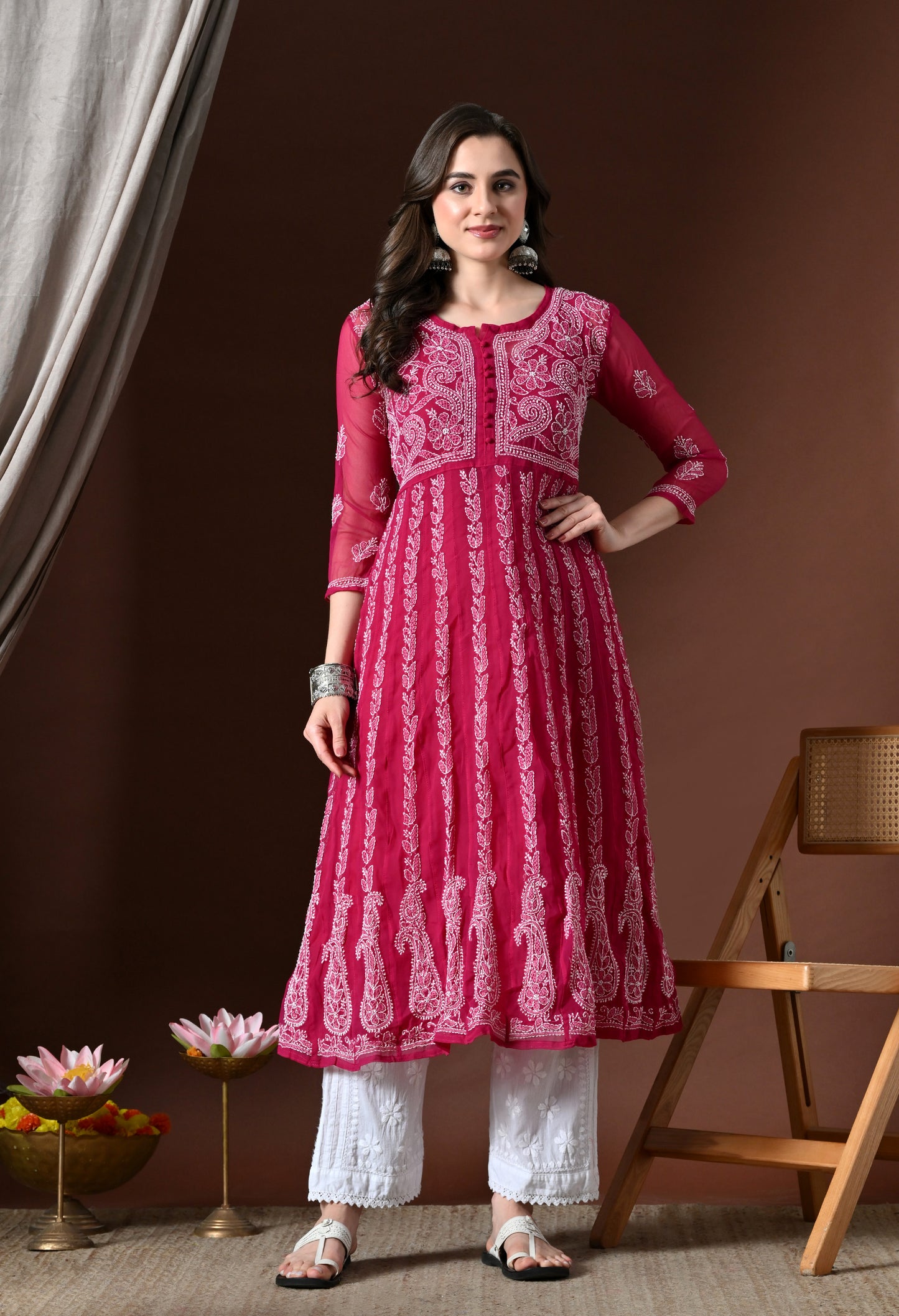 Chikankari Handwork Georgette Anarkali