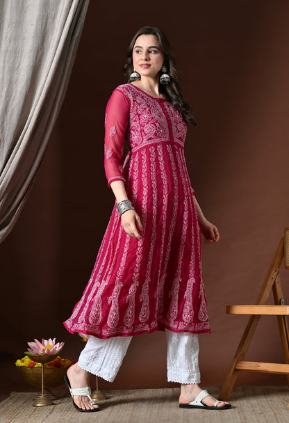 Chikankari Handwork Georgette Anarkali