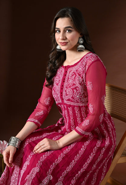 Chikankari Handwork Georgette Anarkali