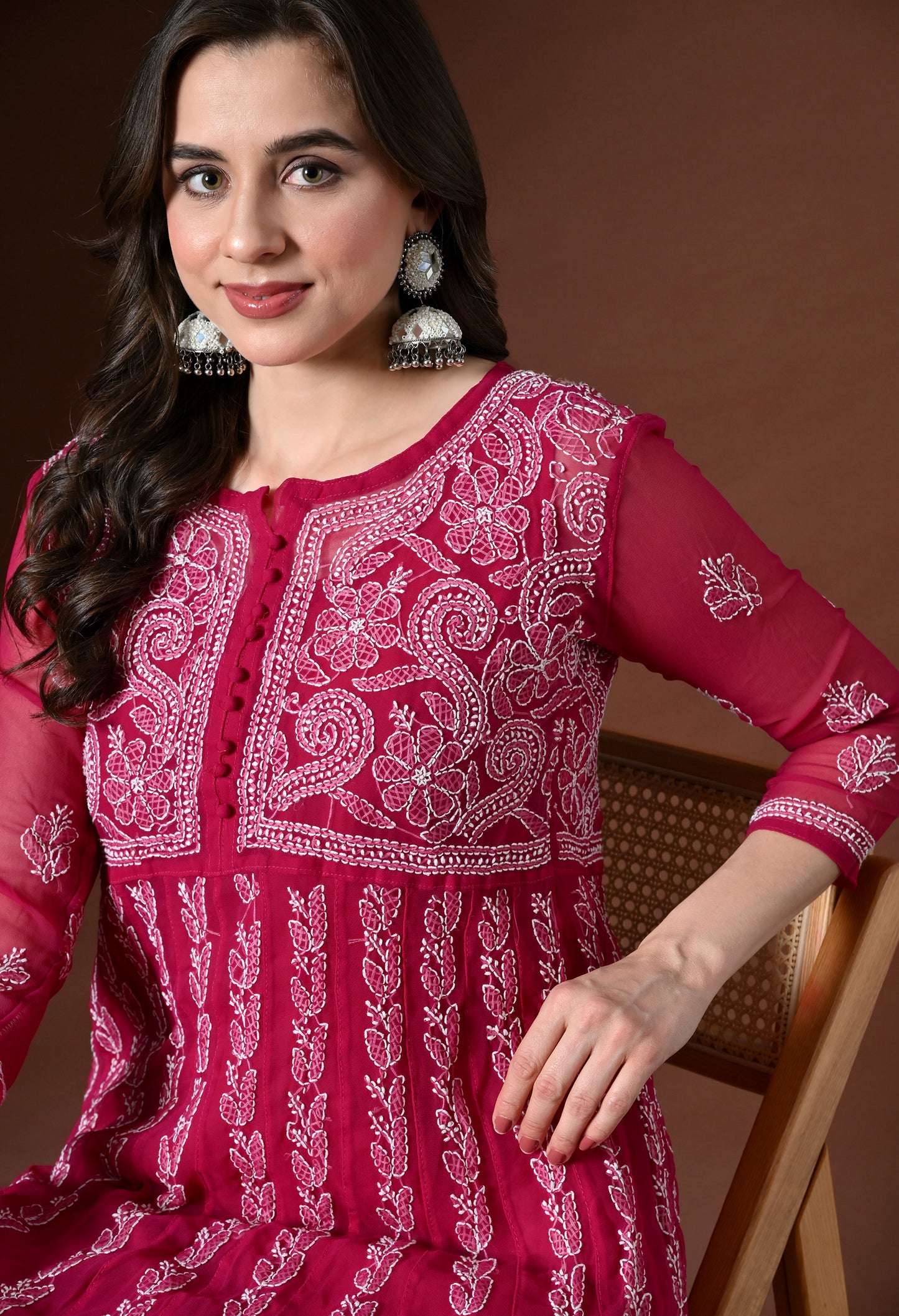 Chikankari Handwork Georgette Anarkali