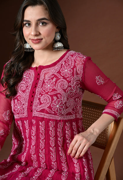 Chikankari Handwork Georgette Anarkali