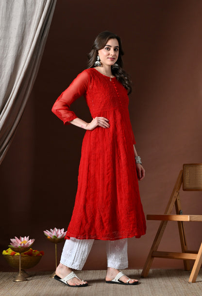 Chikankari Handwork Georgette Anarkali