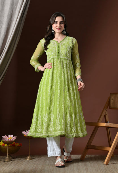 Chikankari Handwork Georgette Anarkali