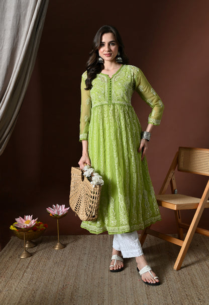 Chikankari Handwork Georgette Anarkali