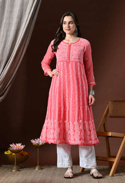 Chikankari Handwork Georgette Anarkali