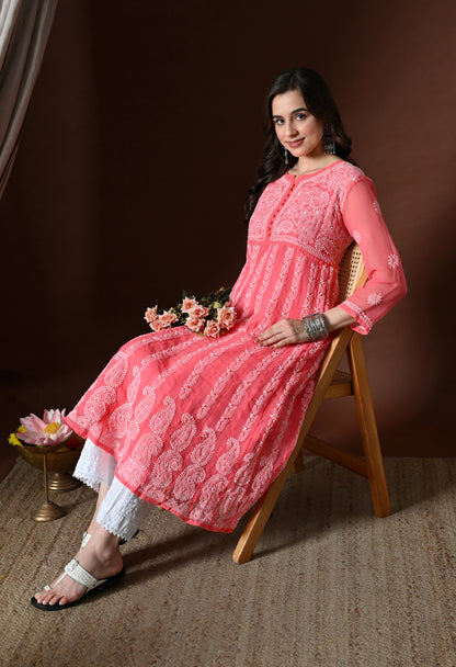 Chikankari Handwork Georgette Anarkali