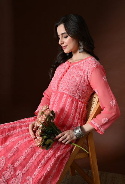 Chikankari Handwork Georgette Anarkali
