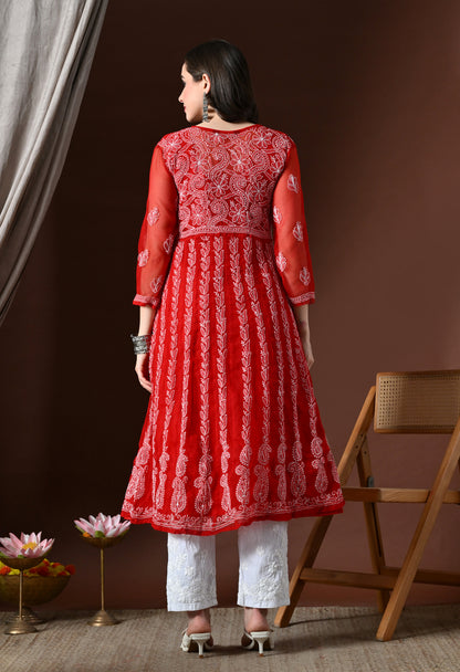 Chikankari Handwork Georgette Anarkali
