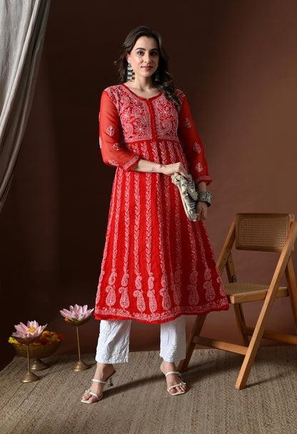 Chikankari Handwork Georgette Anarkali