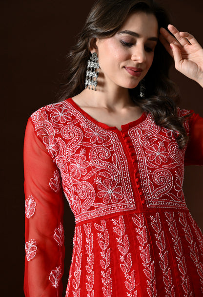Chikankari Handwork Georgette Anarkali