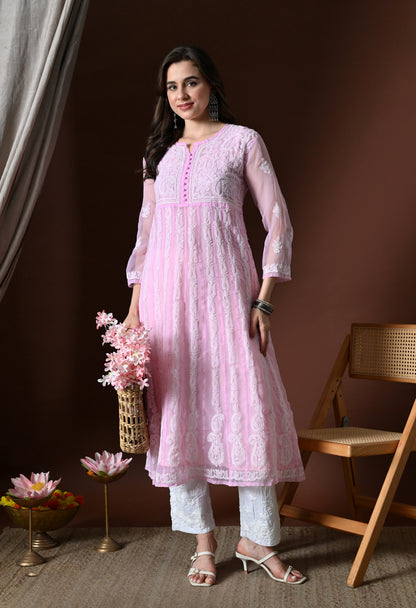 Chikankari Handwork Georgette Anarkali