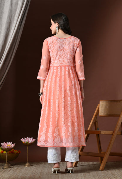Chikankari Handwork Georgette Anarkali