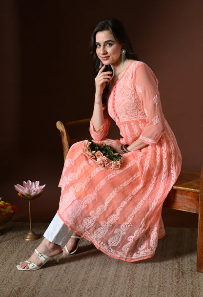 Chikankari Handwork Georgette Anarkali