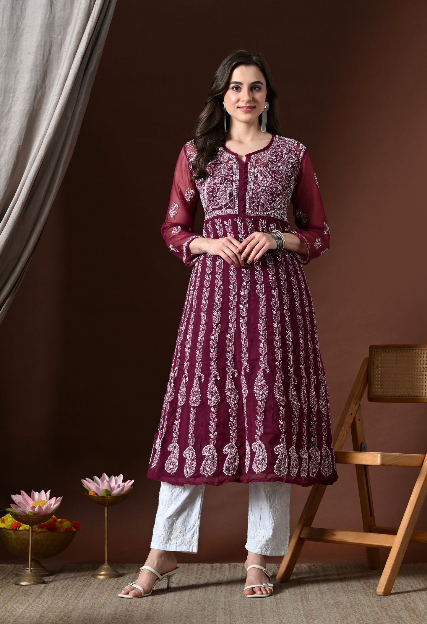 Chikankari Handwork Georgette Anarkali