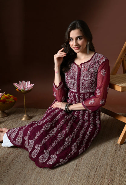 Chikankari Handwork Georgette Anarkali