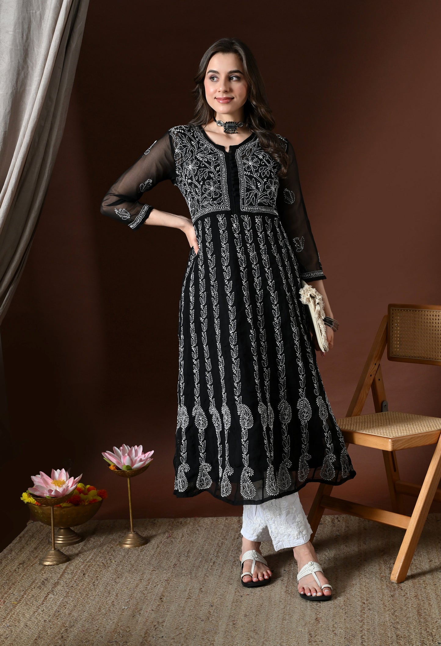 Chikankari Handwork Georgette Anarkali