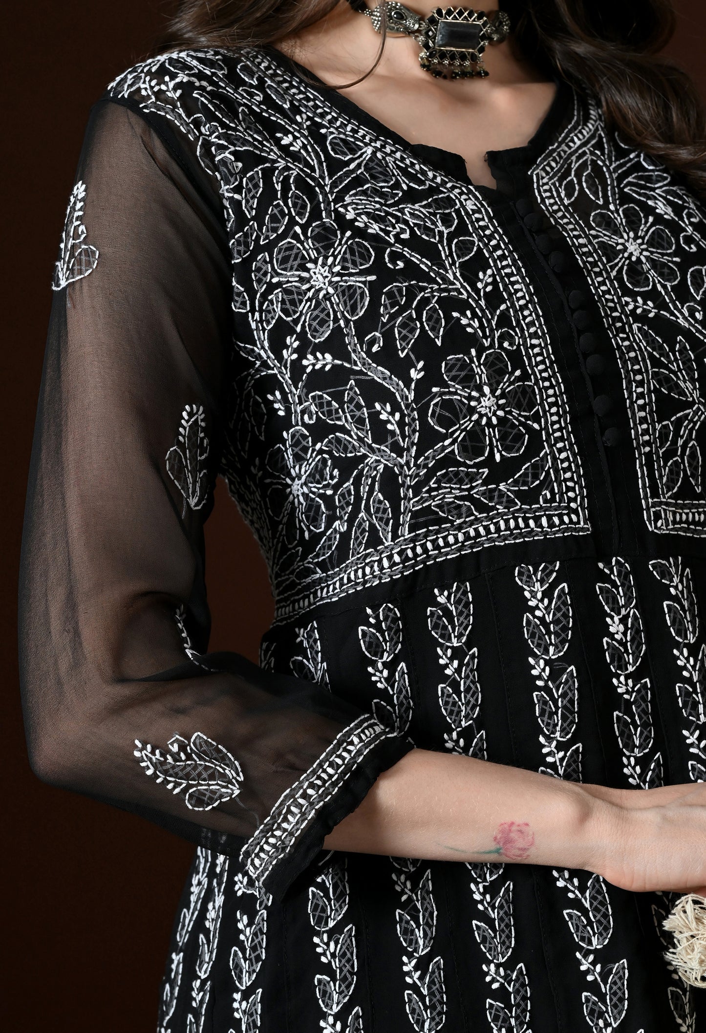 Chikankari Handwork Georgette Anarkali