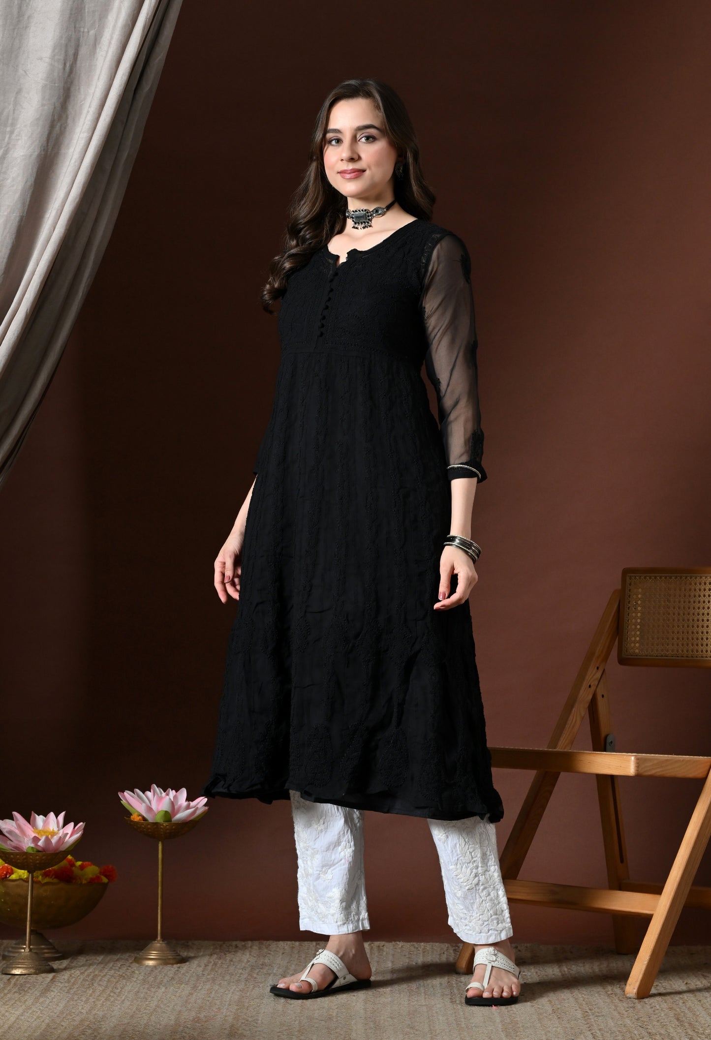Chikankari Handwork Georgette Anarkali