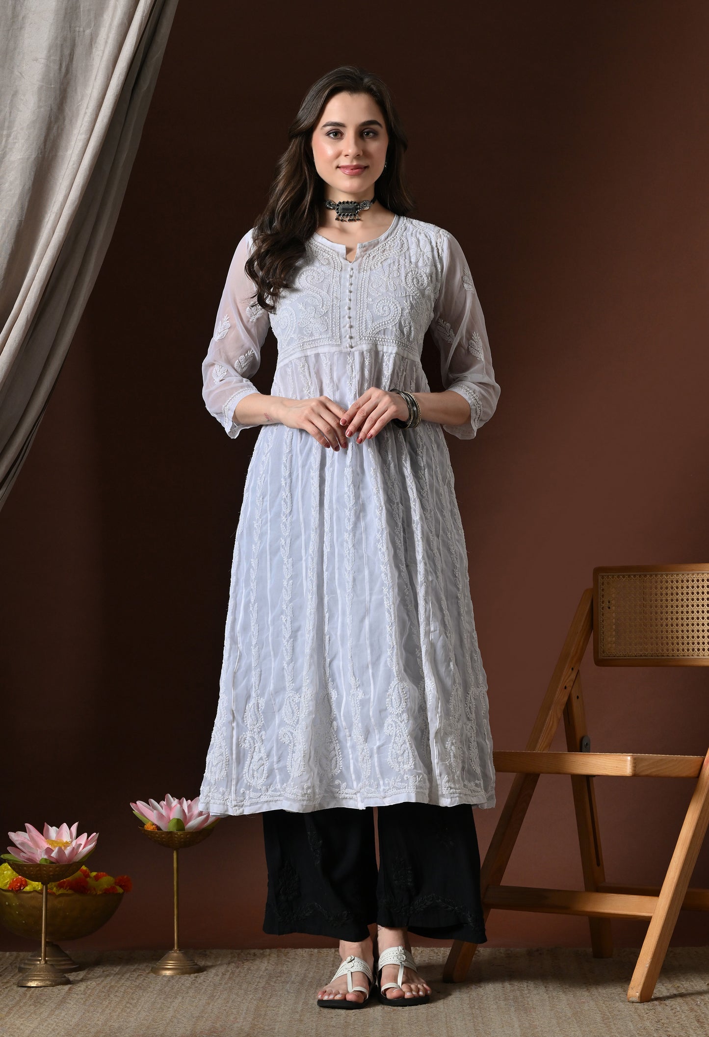 Chikankari Handwork Georgette Anarkali