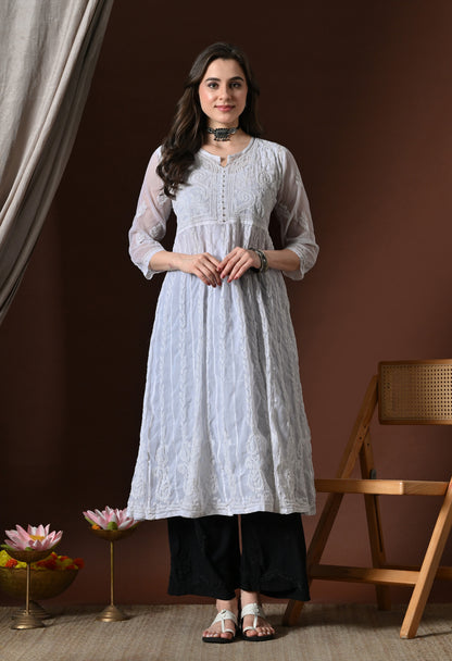 Chikankari Handwork Georgette Anarkali