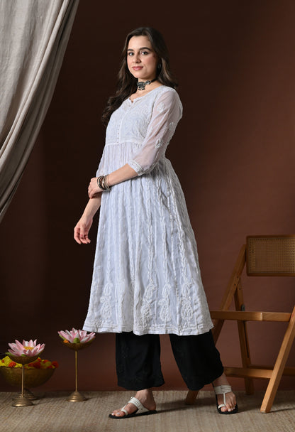 Chikankari Handwork Georgette Anarkali