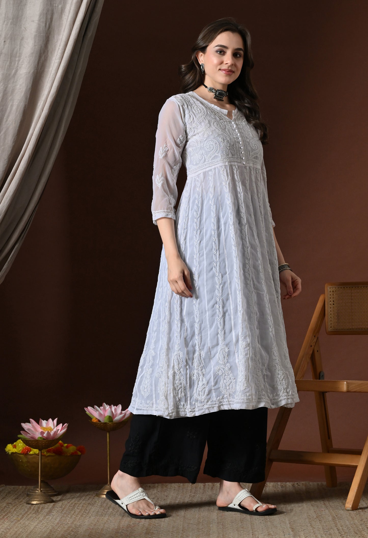 Chikankari Handwork Georgette Anarkali