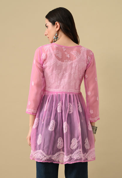 Short chikankari gown for womens