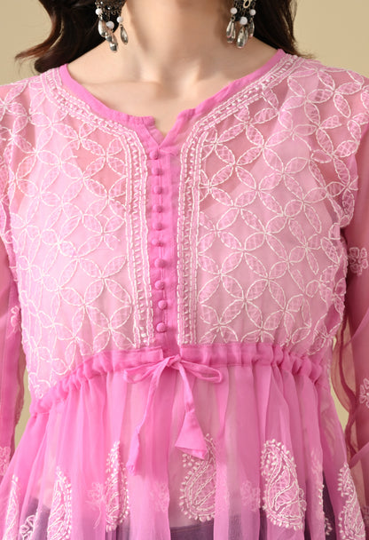 Short chikankari gown for womens