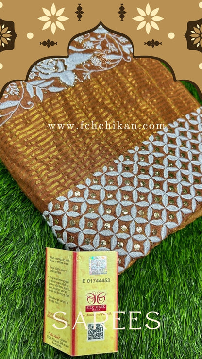 Pure Tussar Silk Collection | Designer Tussar Silk Sarees | Chikan & Mukesh Elegance