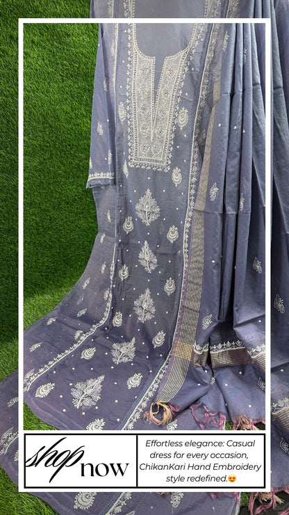 Soft Chanderi dress | Semi-Stitched suits | Embellished Elegance | Elegant Ethnics | Semi-Stitched Styles