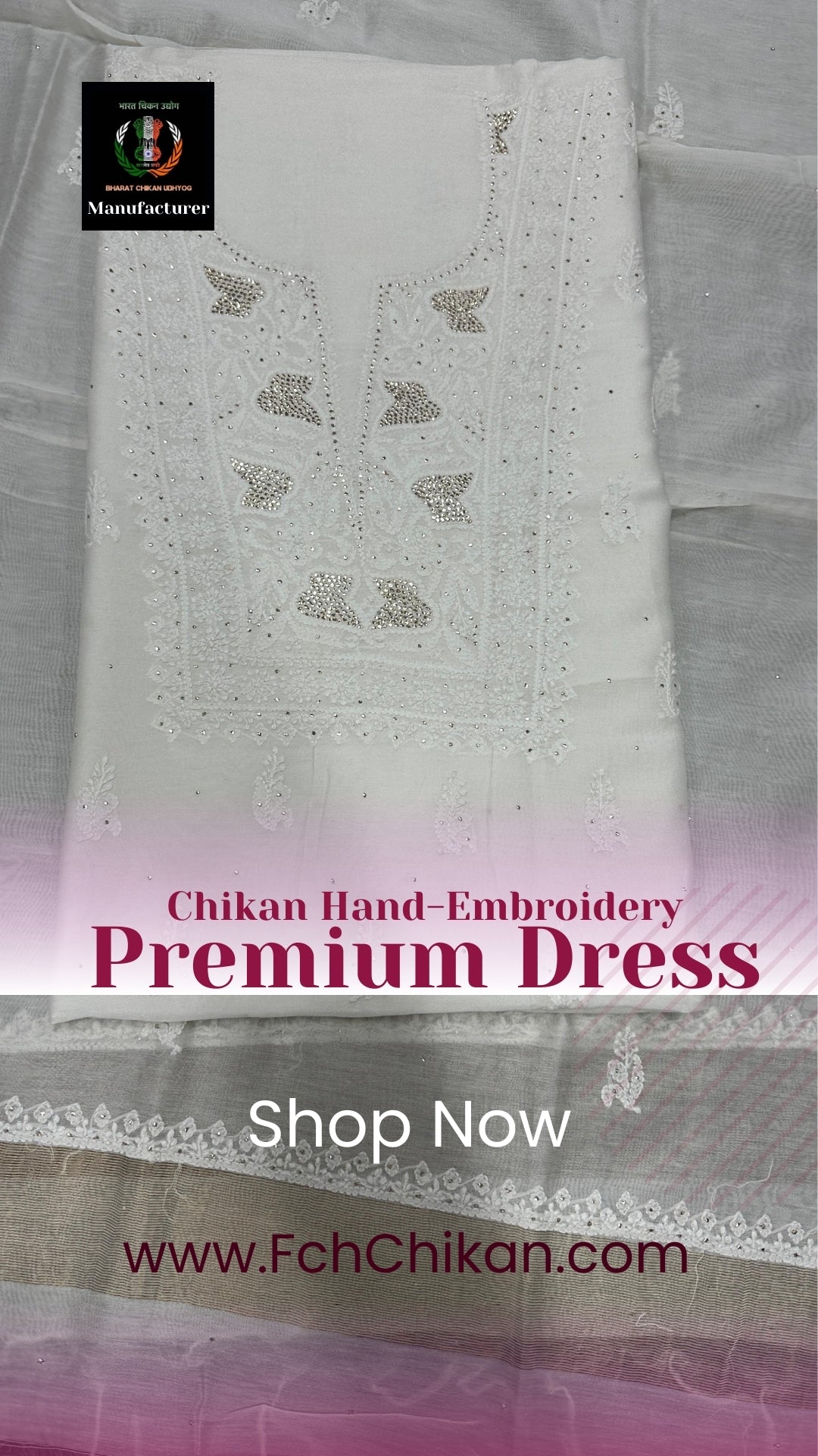 Chikan hand EMBROIDERED chanderi silk suits