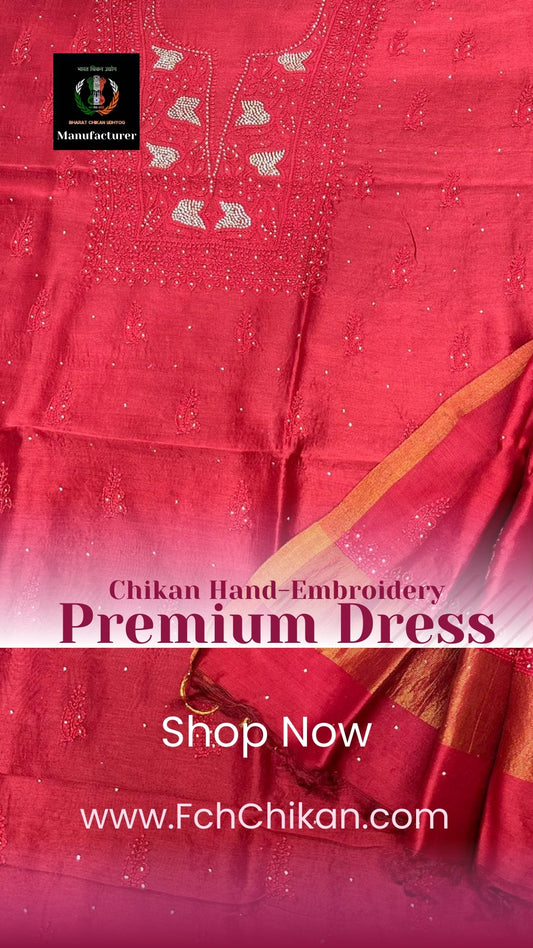 Chikan hand EMBROIDERED chanderi silk suits