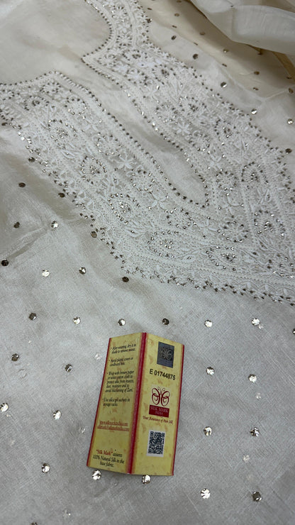 Luxurious Tussar Silk Shirt with Chanderi Dupatta