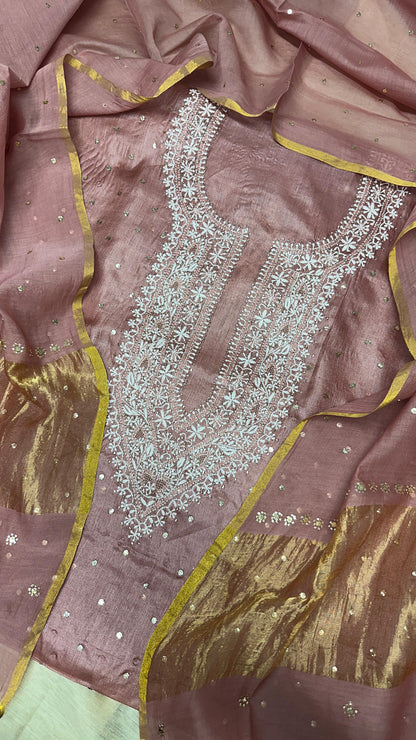 Luxurious Tussar Silk Shirt with Chanderi Dupatta