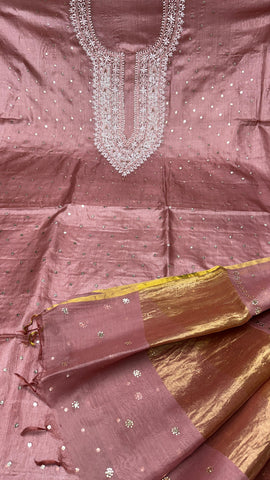 Luxurious Tussar Silk Shirt with Chanderi Dupatta