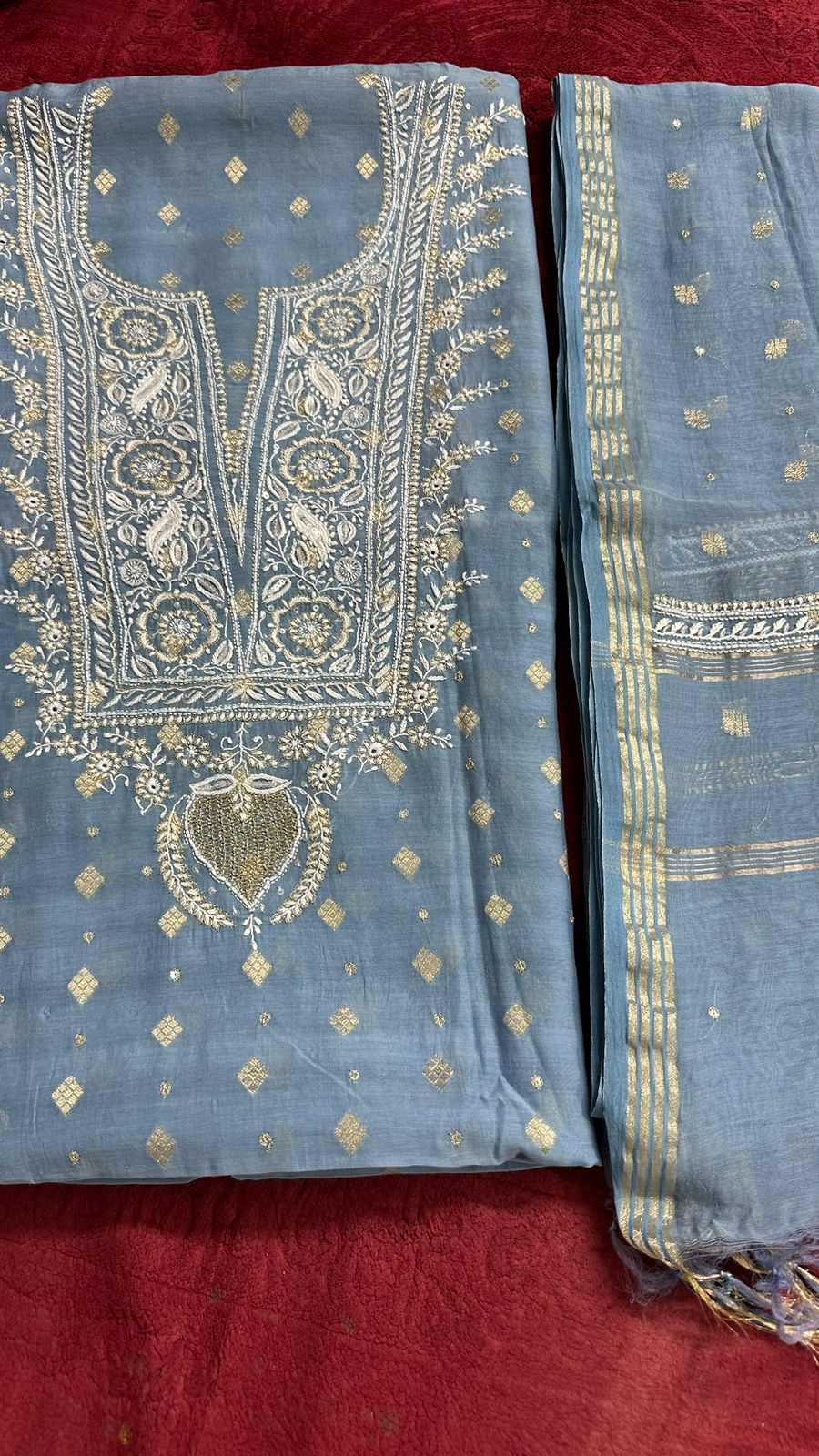 Beautiful Soft Pure Mul Chanderi Silk Shirt n Dupatta