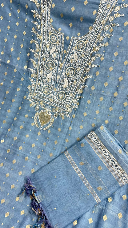 Beautiful Soft Pure Mul Chanderi Silk Shirt n Dupatta