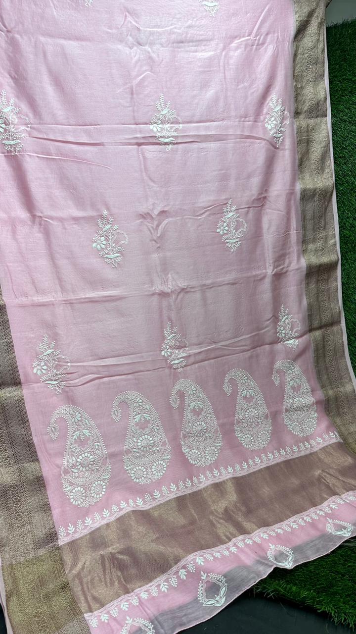 Beautiful Soft Pure Maheshwari Silk Saree With Blouse