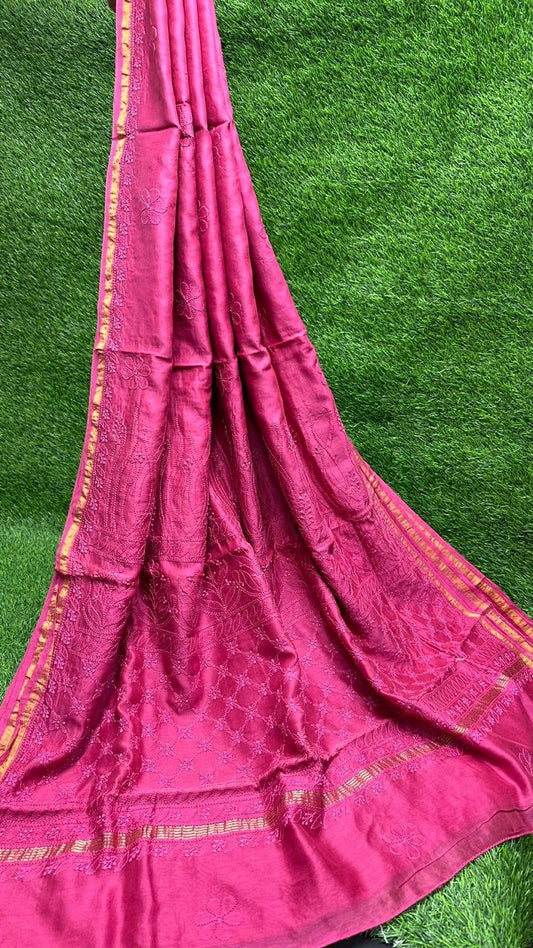 Chanderi ChikanKari Saree