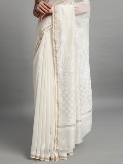 Chanderi ChikanKari Saree