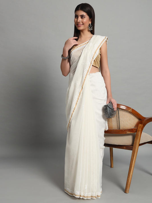 Chanderi ChikanKari Saree