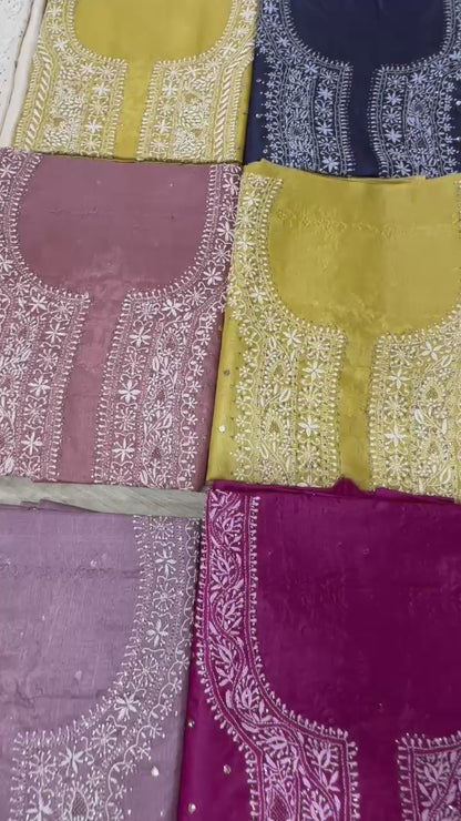 Luxurious Tussar Silk Shirt with Chanderi Dupatta