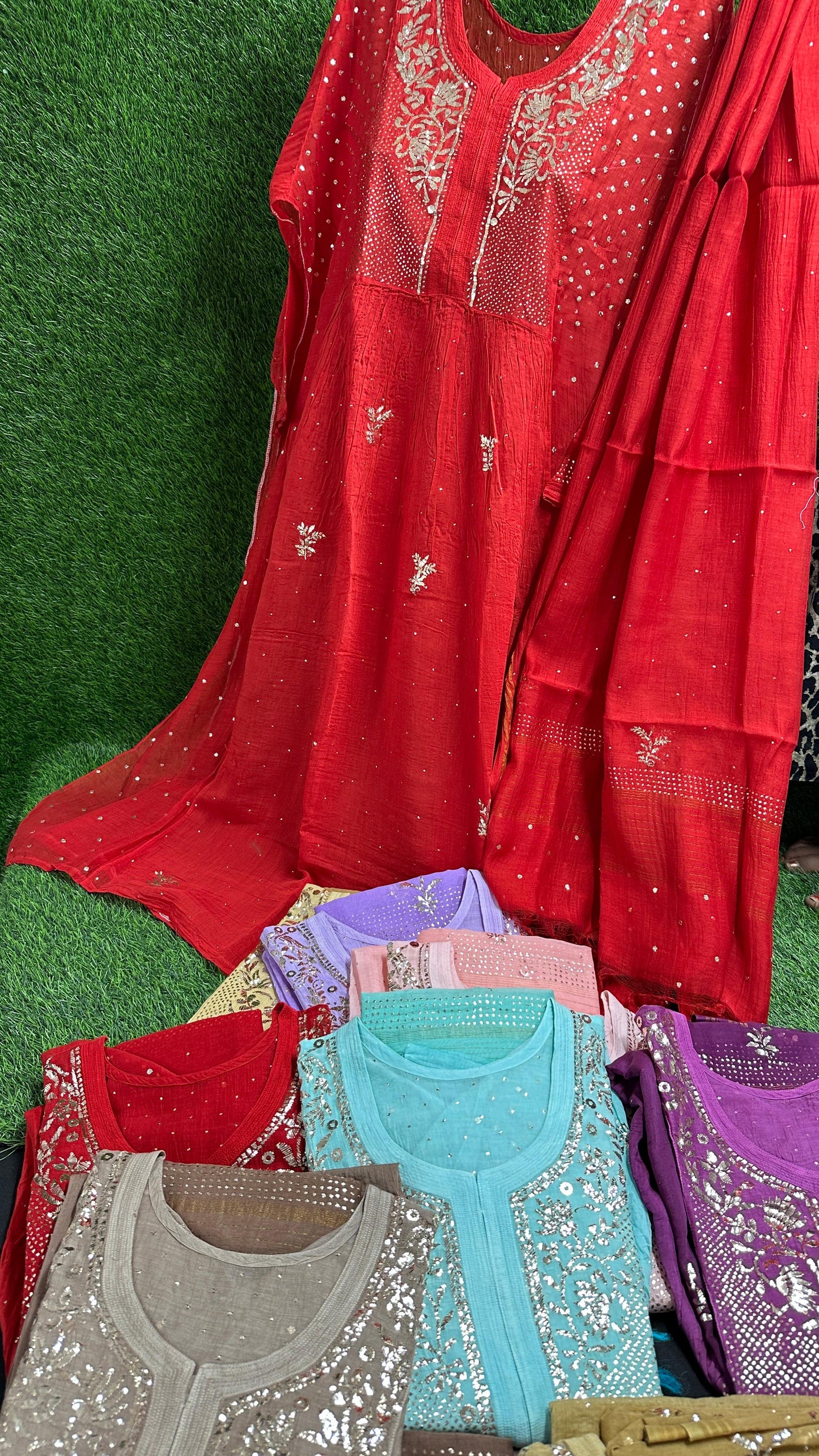 New Mukesh Work Collection: Tunic Kurta & Dupatta in Mulchanderi Silk